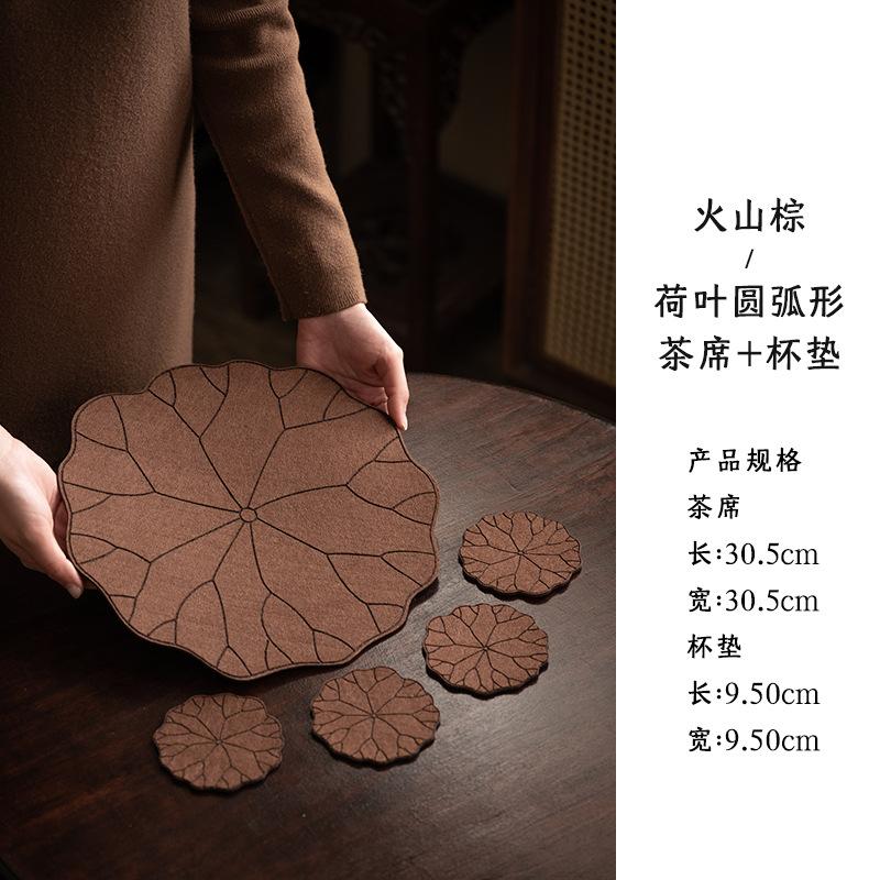 New Chinese cotton and linen lotus leaf coaster coaster home kitchen insulation mat storage mat tea mat