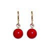 Elegant 2024 Red Bean Pearl Earrings for Women - Trendy, Luxurious Studs