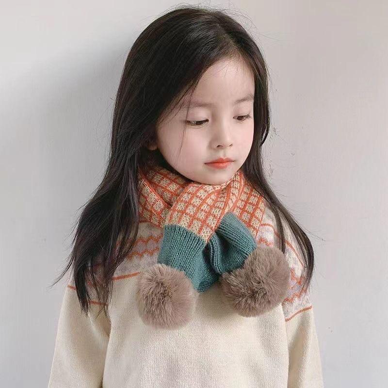 Boys' And Girls' Autumn And Winter Warm Neck Warmer Knitted Cross Scarf