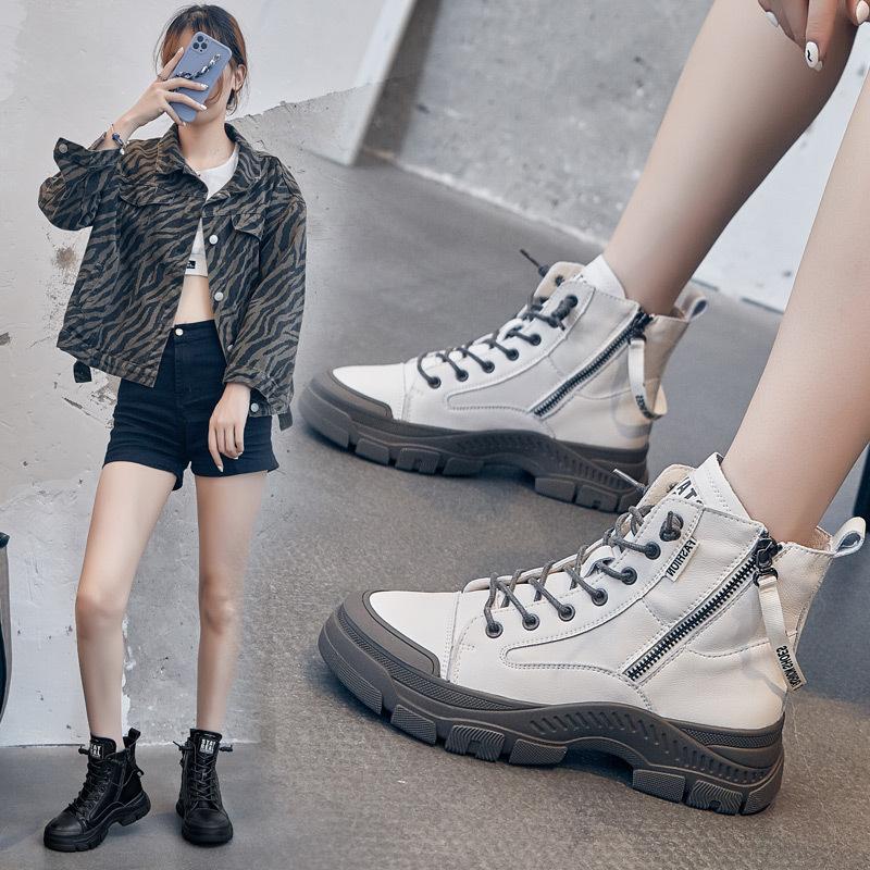 Short Boots for Autumn New Flat Heel High Top Shoes for Women Korean Version Casual Women's Short Boots