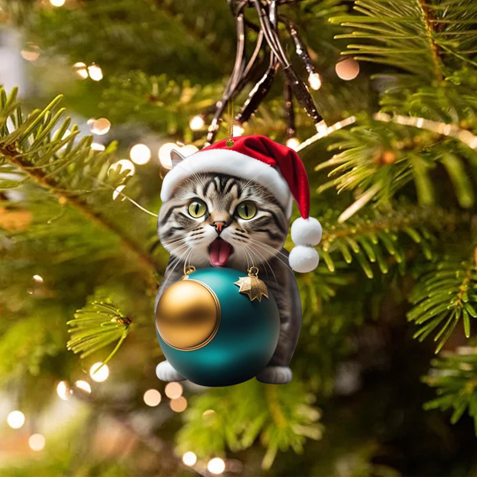 Christmas Cat Decoration 2025 Kitty Ornament Party Door Lovely Festival Decorative Car Christmas Pendant Xmas Tree Hanging Decor