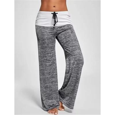 Pantalones Casuales Holgados de Talla Grande para Mujer con Cordón, Empalme, Pierna Ancha, Elásticos, para Yoga