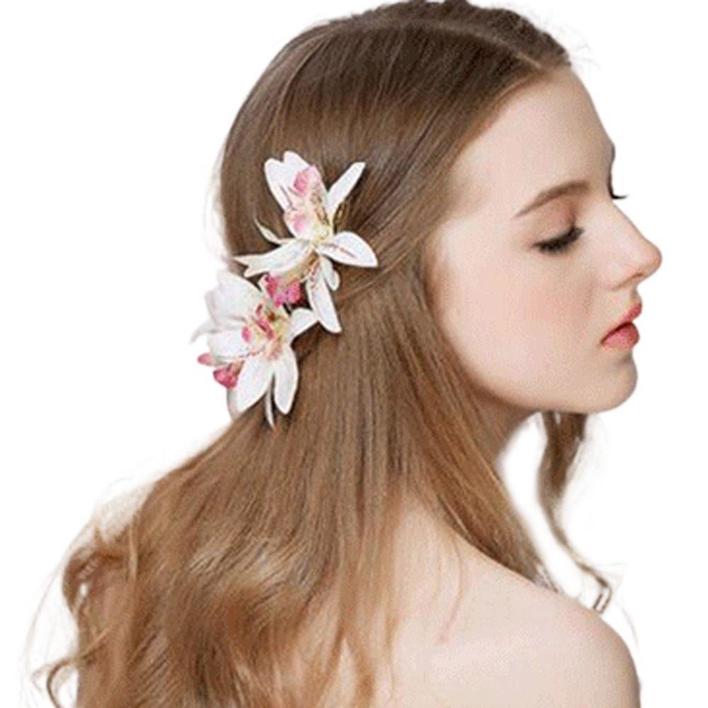 Flower Simulation Flower Hair Clip Cloth Korean Style Hairpins Orchid Duckbill Clip  Ladies/Girls