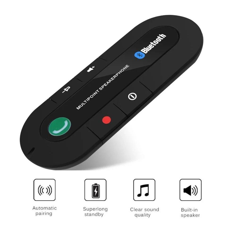 ABS Car Bluetooth Handsfree Phone Kit Micro USB Charging Cable Black MP3 Music Player Clip-on Wireless Speaker Speakerphone Car
