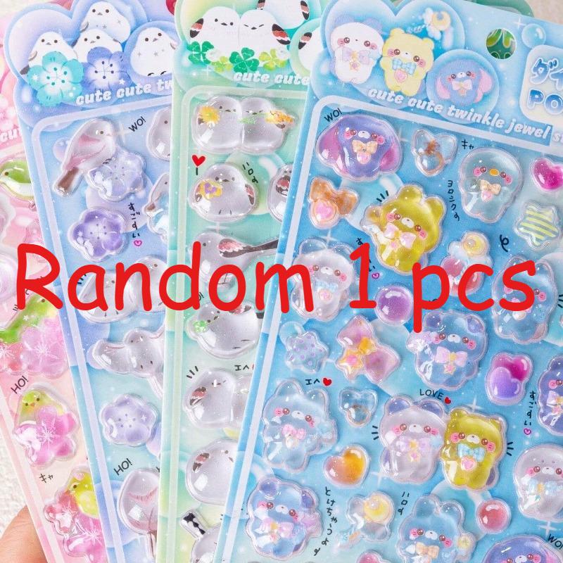 3D Crystal Glitter Stickers - Cute Cartoon Animal Waterproof Decals, DIY Journal Decor & Kids Reward Stickers