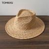 Modischer Hochwertiger Stroh Western Cowboyhut Für Damen Klassisch Vintage Unisex Gekräuselte Breite Krempe Sonnenhut Jazz Kletterhüte Kappen