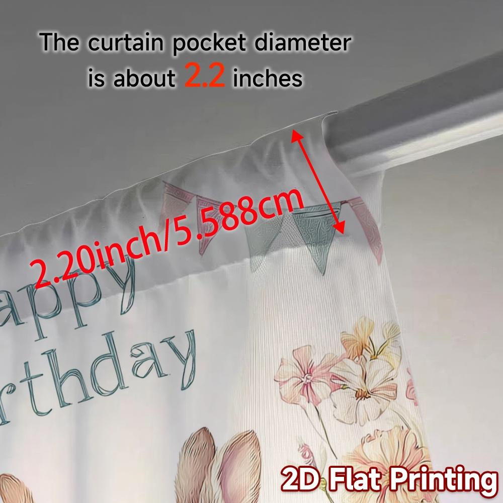 2pcs, 2D FLAT PRINTING Curtains (Without Rod) Birthday Bunnies(2) Modern Curtain Fabric Machine Washable Fabric Curtains Gifts