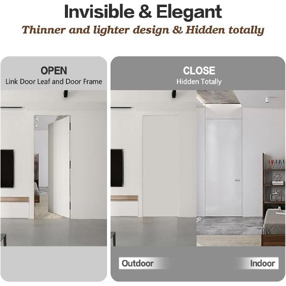 6 inch Hidden Door Hinges (2Pcs) Invisible Hinges for Doors, 180 Degree Swing Concealed Hinges, 3 Way Adjustable & Heavy Duty Hinges(Black)