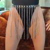 Stylish Black PU Leather Body Chain Belly Chain Belt with Metal Tassels for Women Music Festival and Evening Event Wear