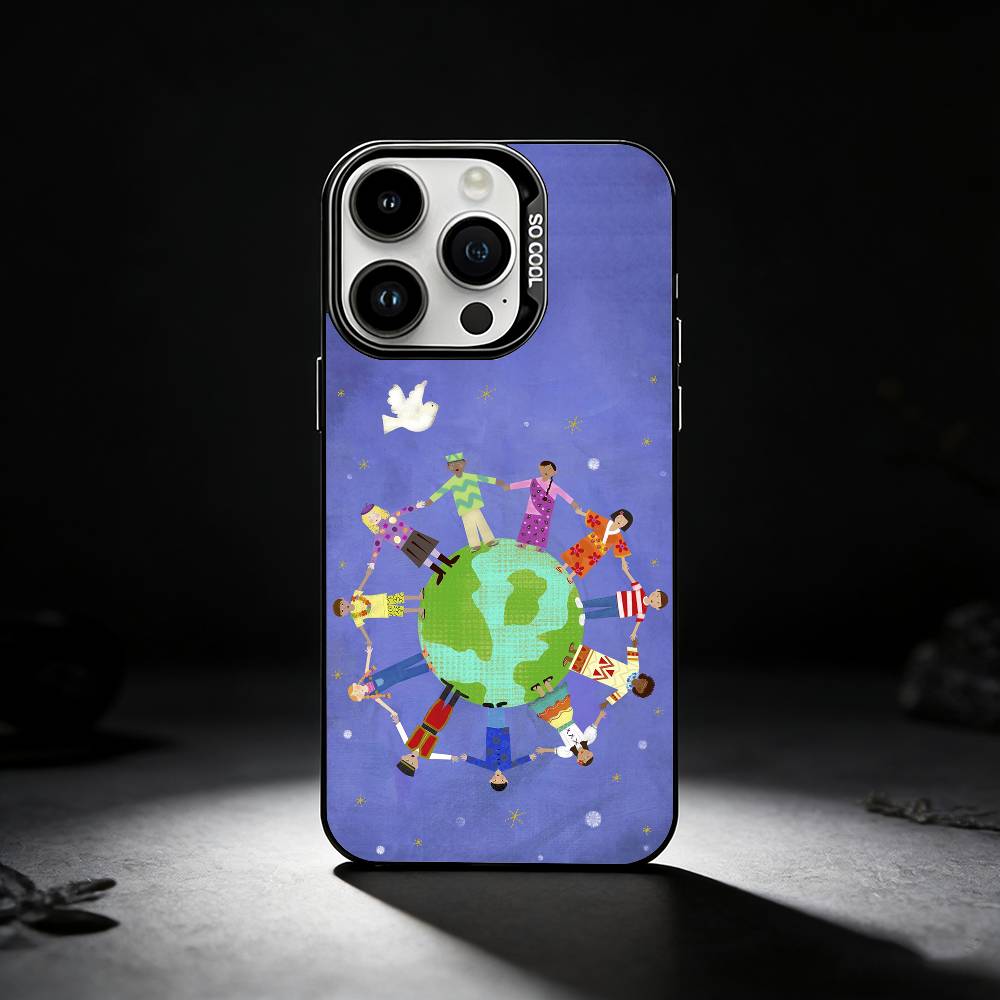 

World Peace Phone Case For iPhone 17,16,15,14,13,12,11 Plus,Pro Max,XS,Colored silver phone case iPhone12PROMAX