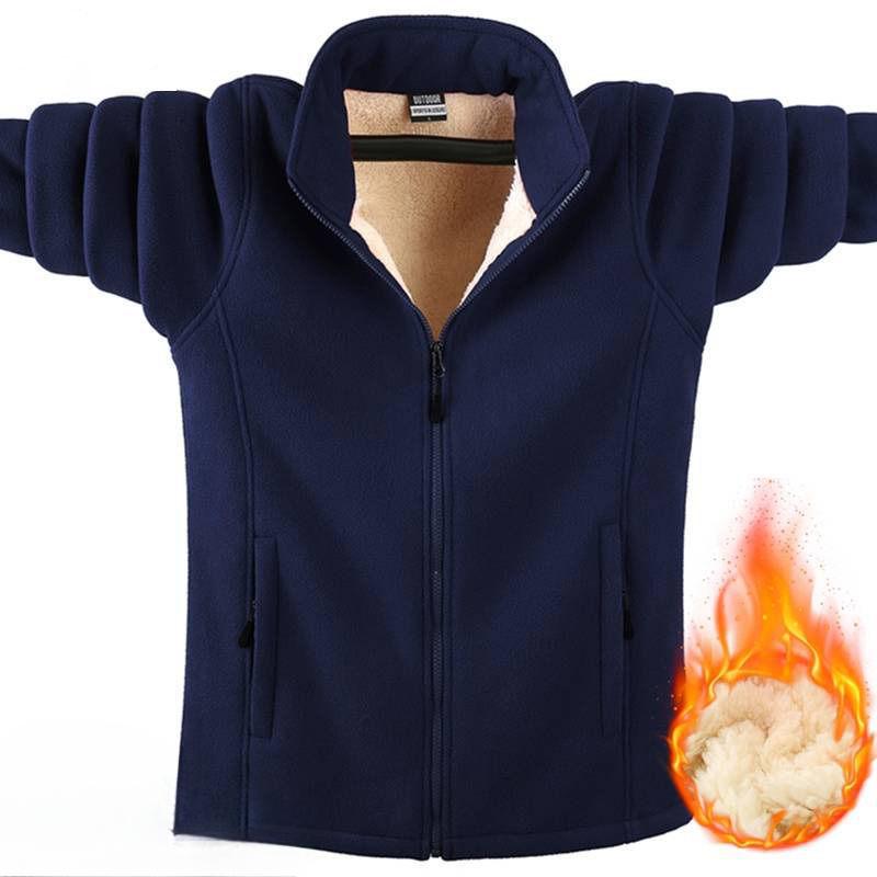 Stand Collar Jacket Men's Large Size Spring and Autumn Cardigan Jacket for Young, Middle-aged and Elderly Double-sided Polar Fleece Fleece Jacket
