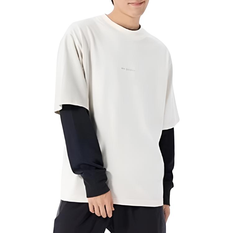 New Balance T Shirts Unisex Beige Crew Neck Moderate Straight Fit AMT33560