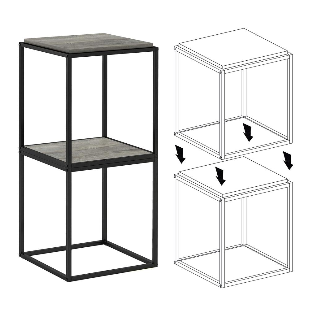 Furinno Moretti Modern Lifestyle Stacking Shelf, French Oak Gray, 1 Tier [Officially Imported from Japan]