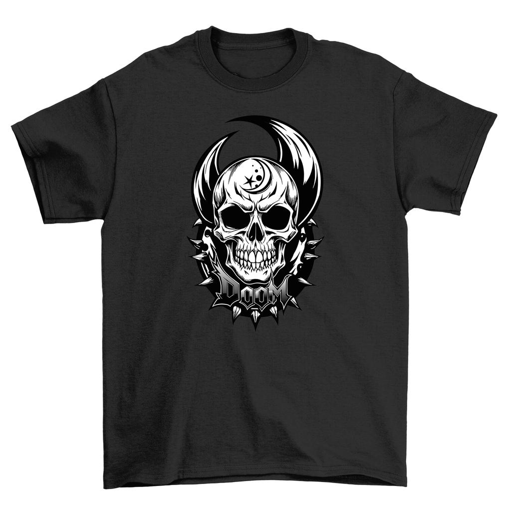 Gothic_14 Skull Horns T-Shirt Mens Womens Tees Top: Spookily Stylish and Darkly Hilarious Design for Go
