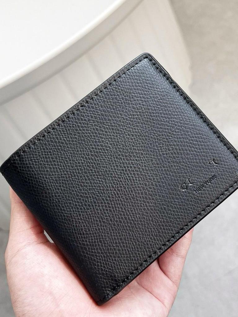 Men's Embossed Cowhide Bifold Wallet with Card Holder & Keychain