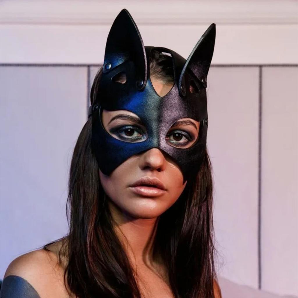 PU kůže Kostým kočky Rekvizita Měkká Ručně vyráběná Záhadný Punkový Gotický Styl Černá Cosplay Maska na obličej kočky Jednoduchý Opalovací okraj