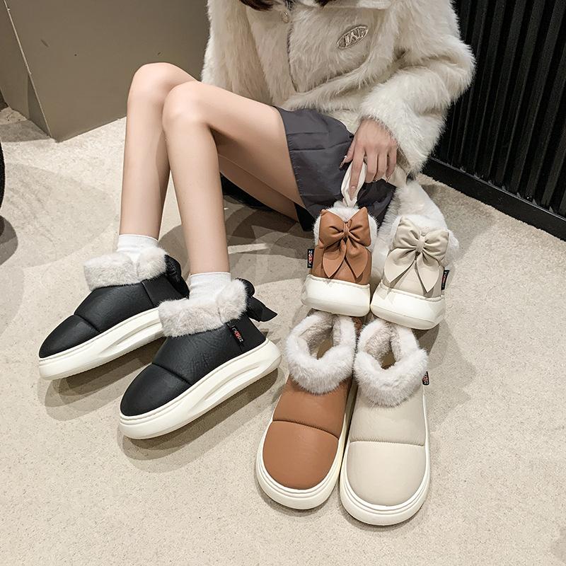 Mao Mao mouth snow boots women's 2025 winter new fashion cotton slippers bag heel household dirt-resistant soft-soled thermal cotton shoes