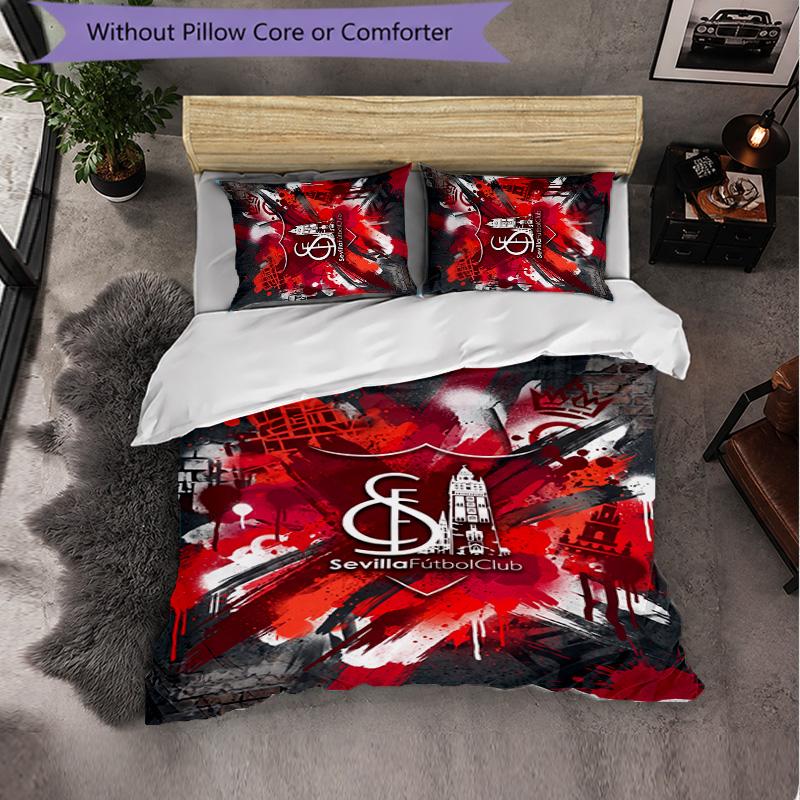 Sevilla FC Themed Bedding 3Pcs Duvet Cover Set Decorative Bed Linen For Teen Room Home Decoration