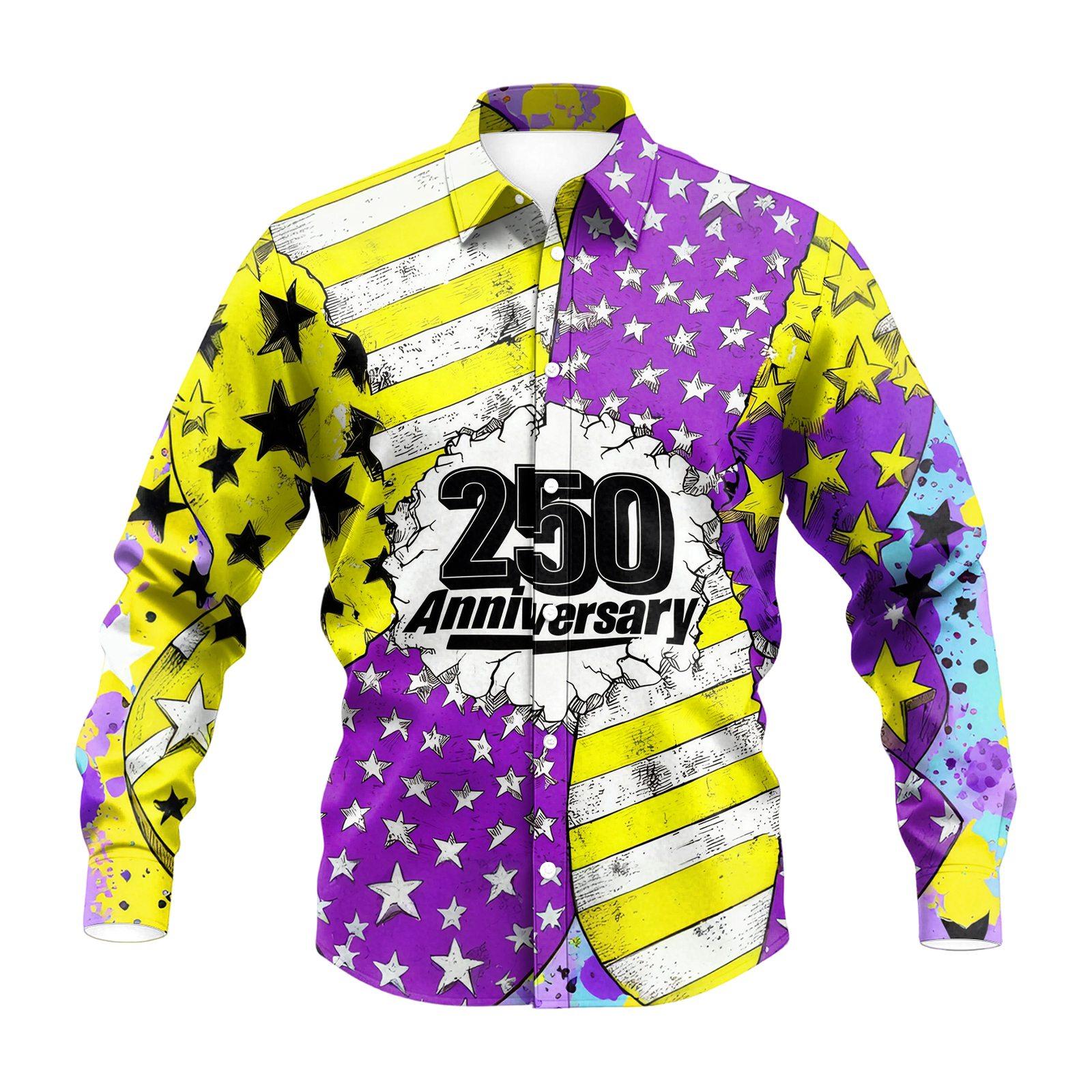 

Мужские рубашки с длинным рукавом к 250-летию США 1776-2026 Рубашки с американским флагом L