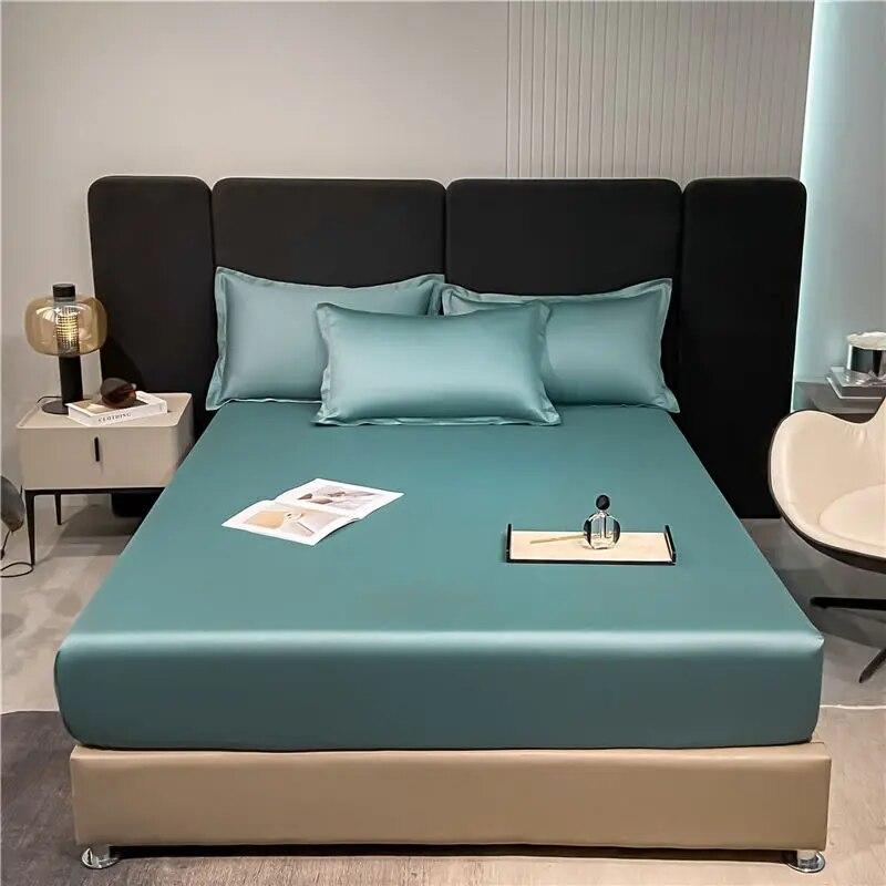 Hochwertiges Spannbettlaken aus langstapeliger Baumwolle mit Gummiband, Bettlaken, einfarbig, Matratzenbezug, Queen-Size-Bezug