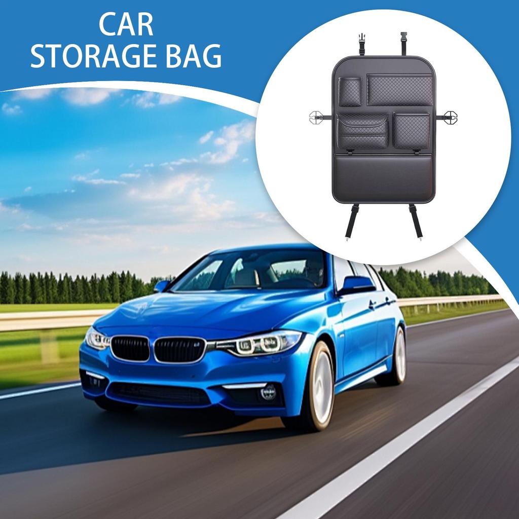 Backseat Storage Organizer For Car Seat Back Storage Pockets Car Organizer Space-Saving Pouch Adjustable Design For Water Bottle