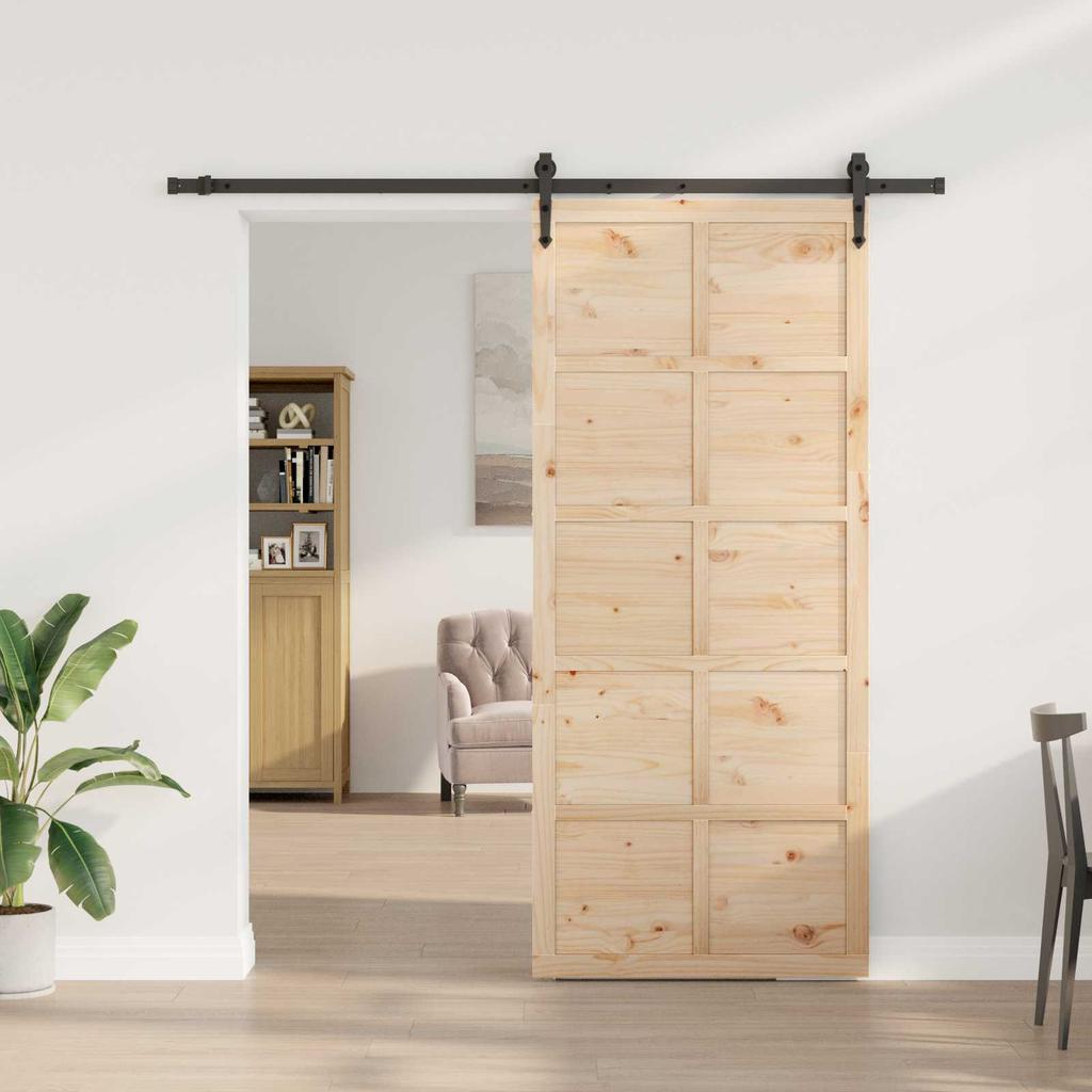 Sliding Door Natural 80 x 208 cm Solid Pine Wood
