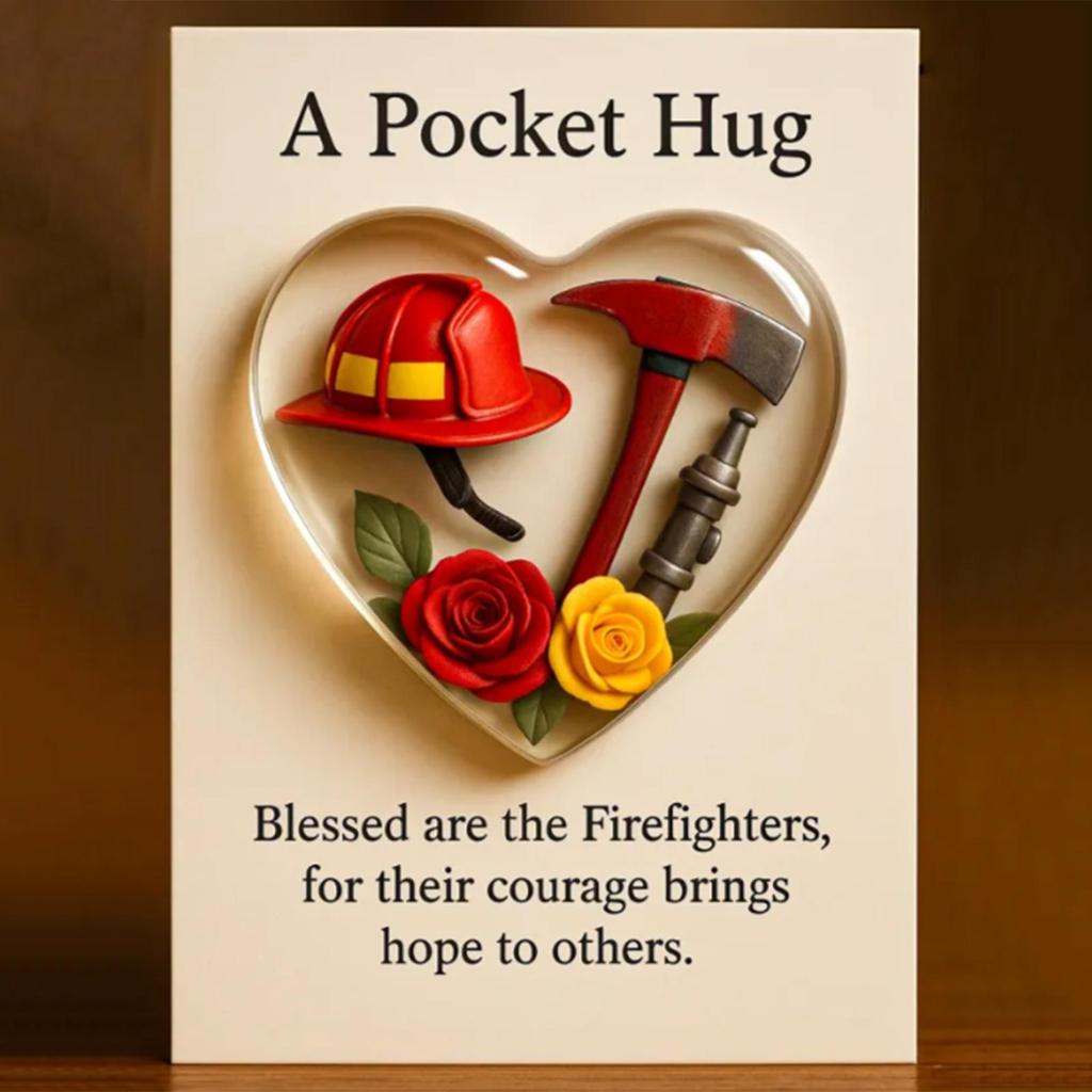 Greeting Card Heart Shape Firefighter Theme Keepsake Appreciation Cards Keychain For Women Birthday Tree Easter Door Home Desk