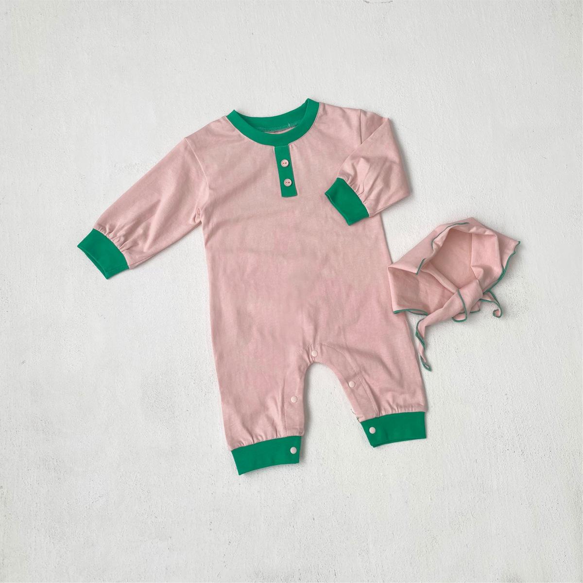 

Unisex Candy Color Long-Sleeve Bodysuit with Triangle Scarf - Autumn Style for Infants 90 cm