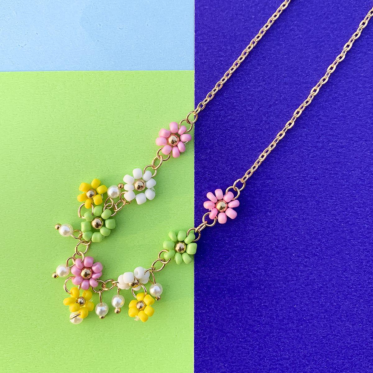 

Милые красочные маленькие ромашки, акриловые цветы, богемное колье-чокер с цепочкой из бисера для женщин и девочек, ювелирные изделия