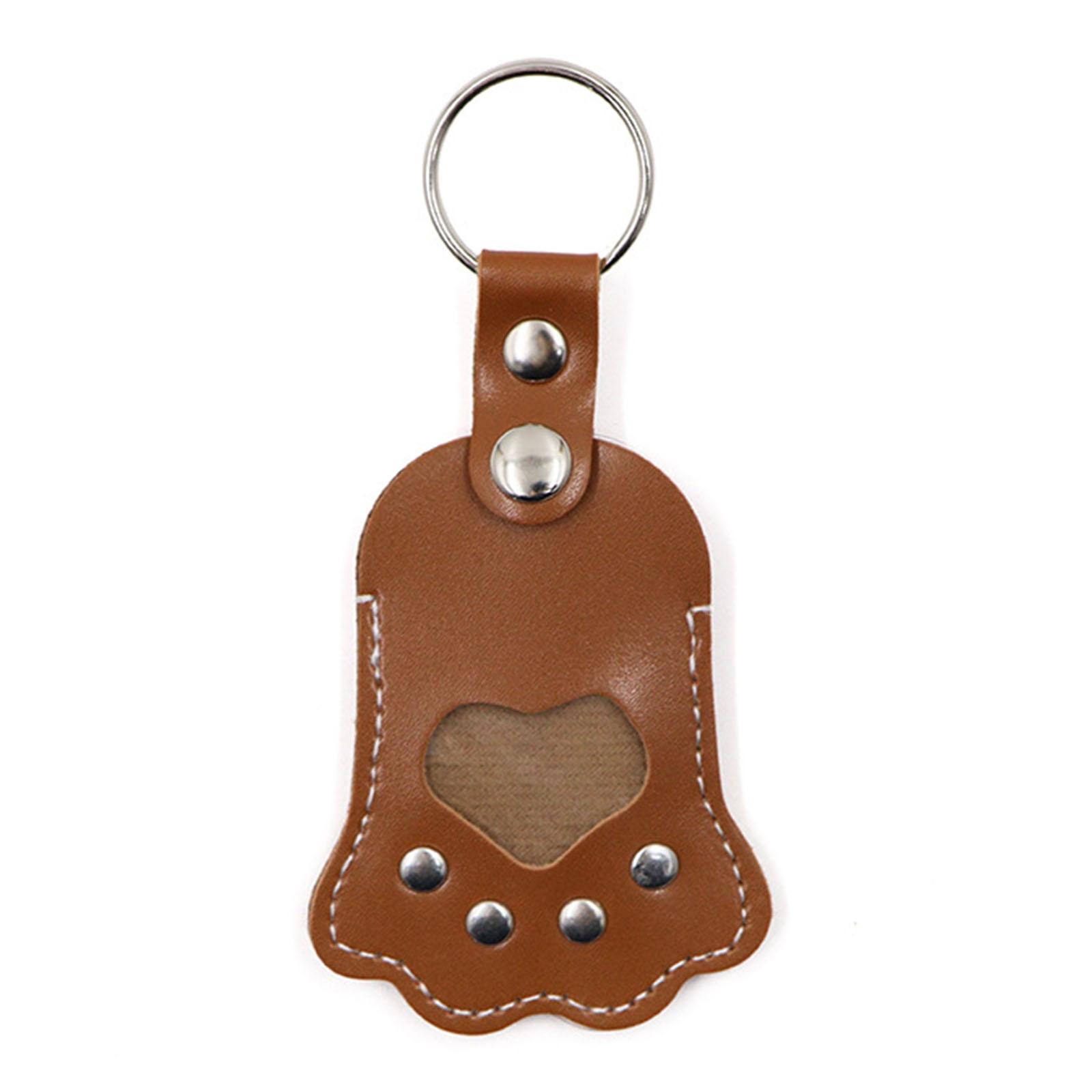 

PU leather Pet Hair Memorial Keychain With Secure Storage Pouch For Cats Dogs Souvenir Personalised Animal Furs Holder коричневый