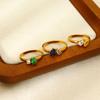 European and American Light Luxury Stainless Steel Geometric Water Drop Zircon Ring Electroplated 18K Gold High-end Jewelry