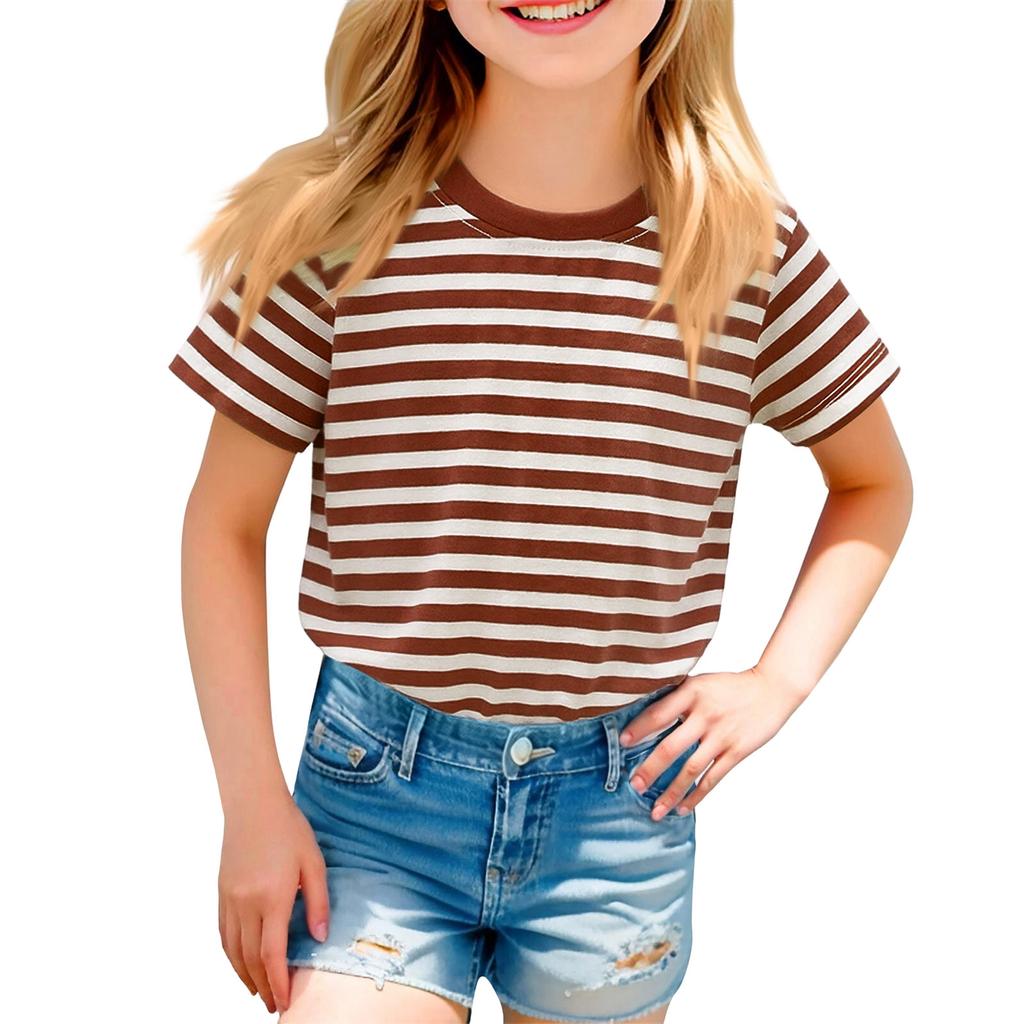 Children's Casual Short-sleeved Printed Round Neck Fashionable T-shirt Top