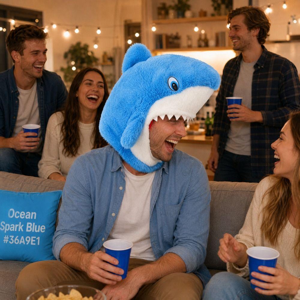 Creative Shark Head Cover Cartoon Plush Animal Cap Costume Accessories Shark Party Hat Photo Props