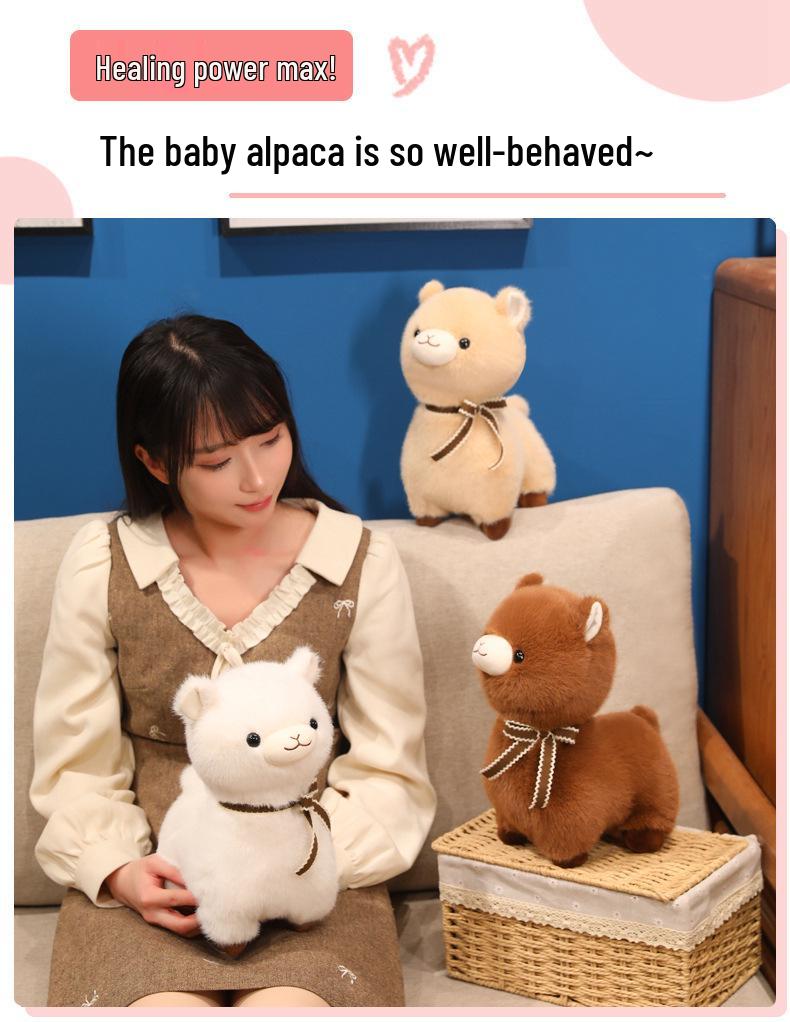 Adorable Alpaca Faux Fur Plush Sheep Zodiac Ornament Doll