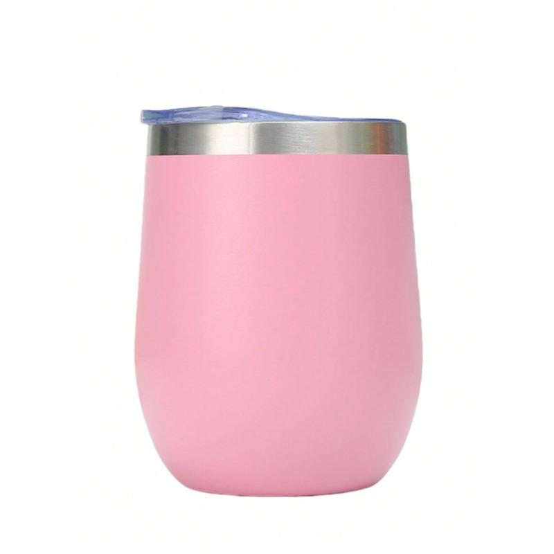 Wine Tumbler With Push Lid, Stemless Insulated Wine Glasses, Double Wall Vacuum Stainless Steel Travel Tumbler Pink разноцветный