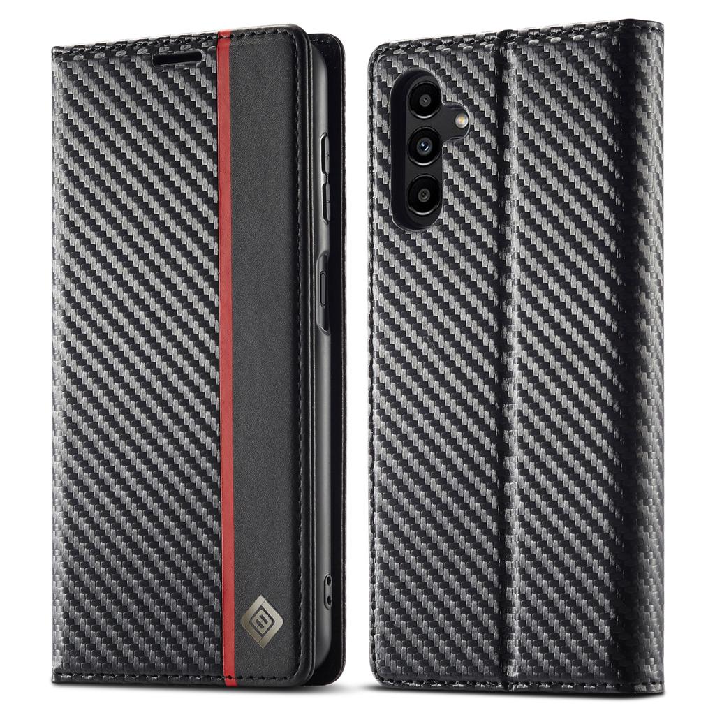 LC.IMEEKE for Samsung Galaxy A34 5G Shockproof Carbon Fiber Texture Phone Wallet Case PU Leather Stand Phone Cover