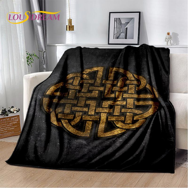 Viking Nordic Odin Valhalla Cartoon Valknut Blanket,Soft Throw Blanket for Home Bedroom Bed Sofa Picnic Office Travel Cover Kids
