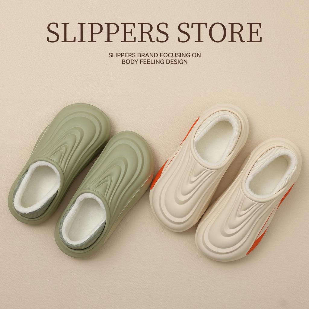 Wasserdichte Baumwollpantoffeln mit dicker Sohle: Herren- & Damen-Winter, rutschfest, warm, mit Plüsch