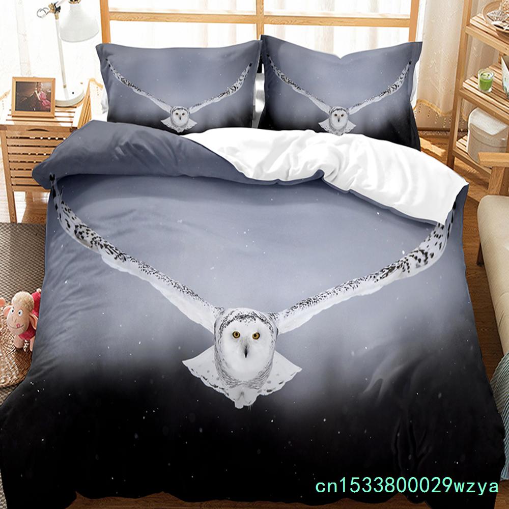 Owl Duvet Cover Set Cute Bird Polyester Comforter Cover For Boys Girls Kids Bedding Set King Size Quilt Cover With Pillowcase