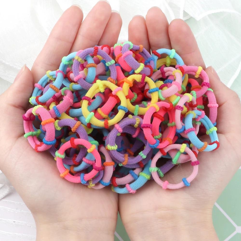 150pcs Children Candy Color Hair Bands for Baby Girls Lovely Scrunchies Rubber Band Kids Soft Elastic Sweet Hair Accessories