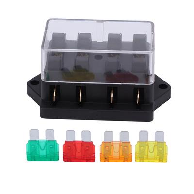 4-Weg Meszekeringhouder Box Waterdicht met 4 stuks Zekeringen voor 12V24V Auto Auto Marine Boot