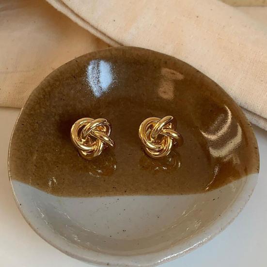 1 Pair Knot Earrings for Women, Hypoallergenic Small Stud Earrings, Woven Ball Knotted Statement Jewelry