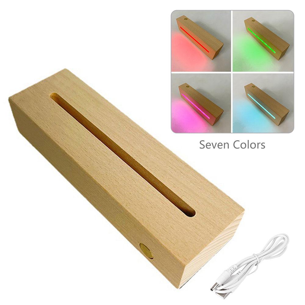 Wooden LED Light Dispaly Base Crystal Glass Resin Art Ornament Wooden Night Lamp Base LED Light Display Base Home Decor