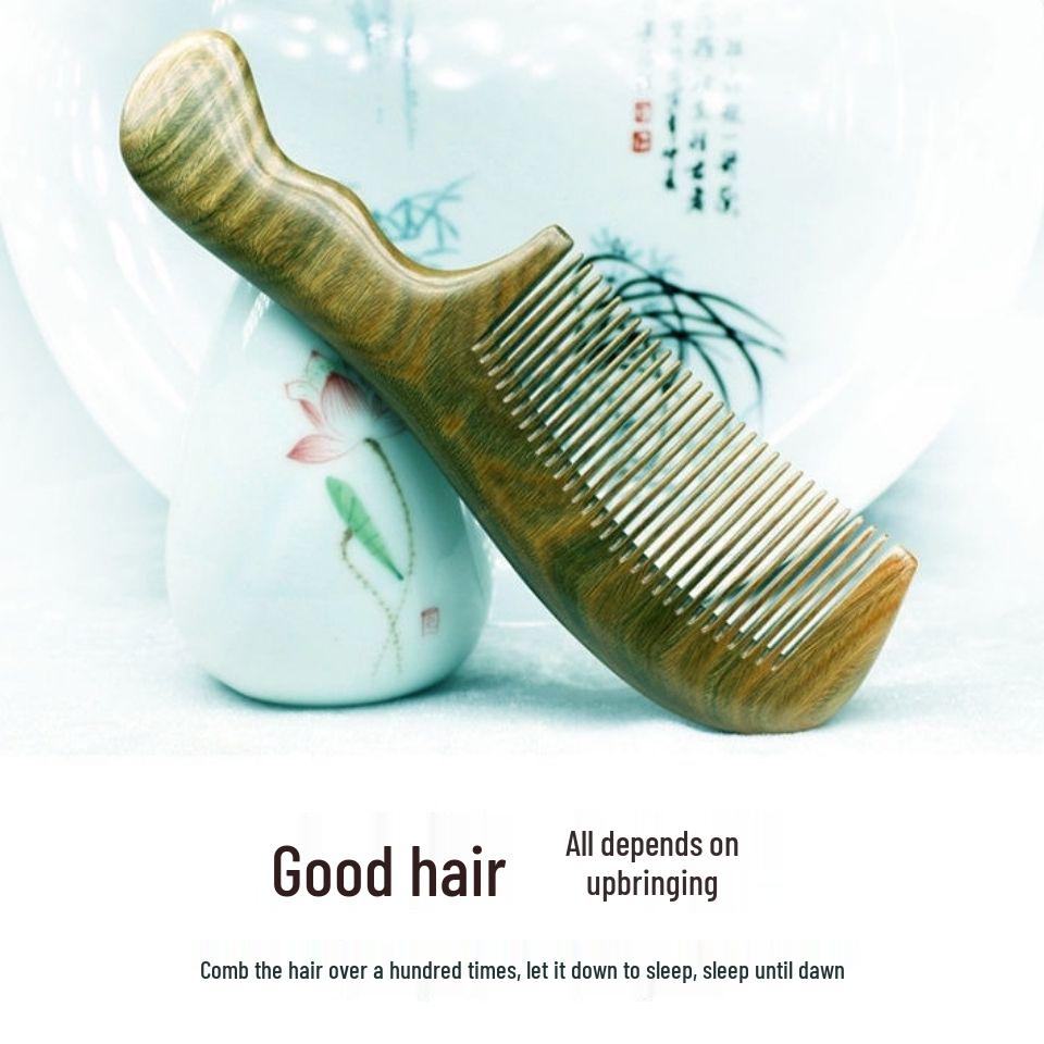 Large Green Sandalwood Double Curved Comb for Long, Short & Curly Hair - Ideal Holiday Gift