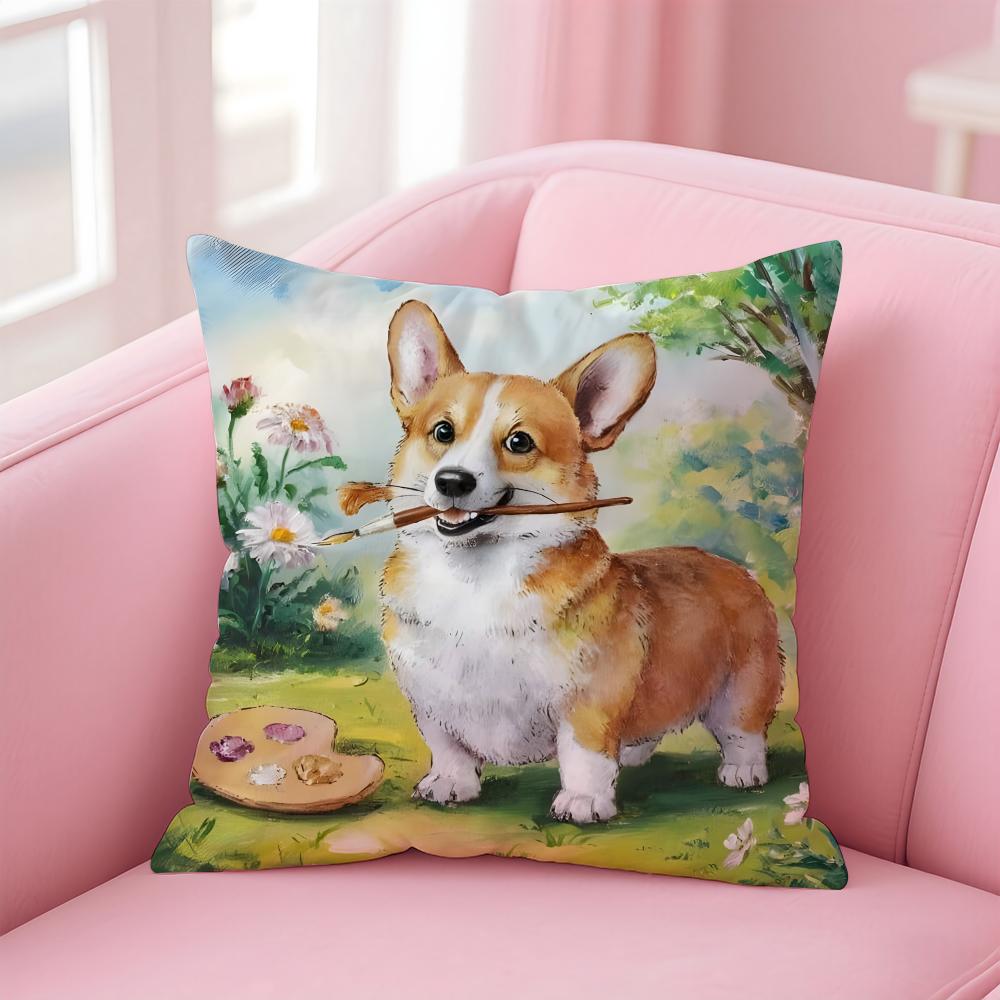 CUTE Golden Retriever Cushion Cover Pillow Case Soft Friendly Fabric Concealed Zipper