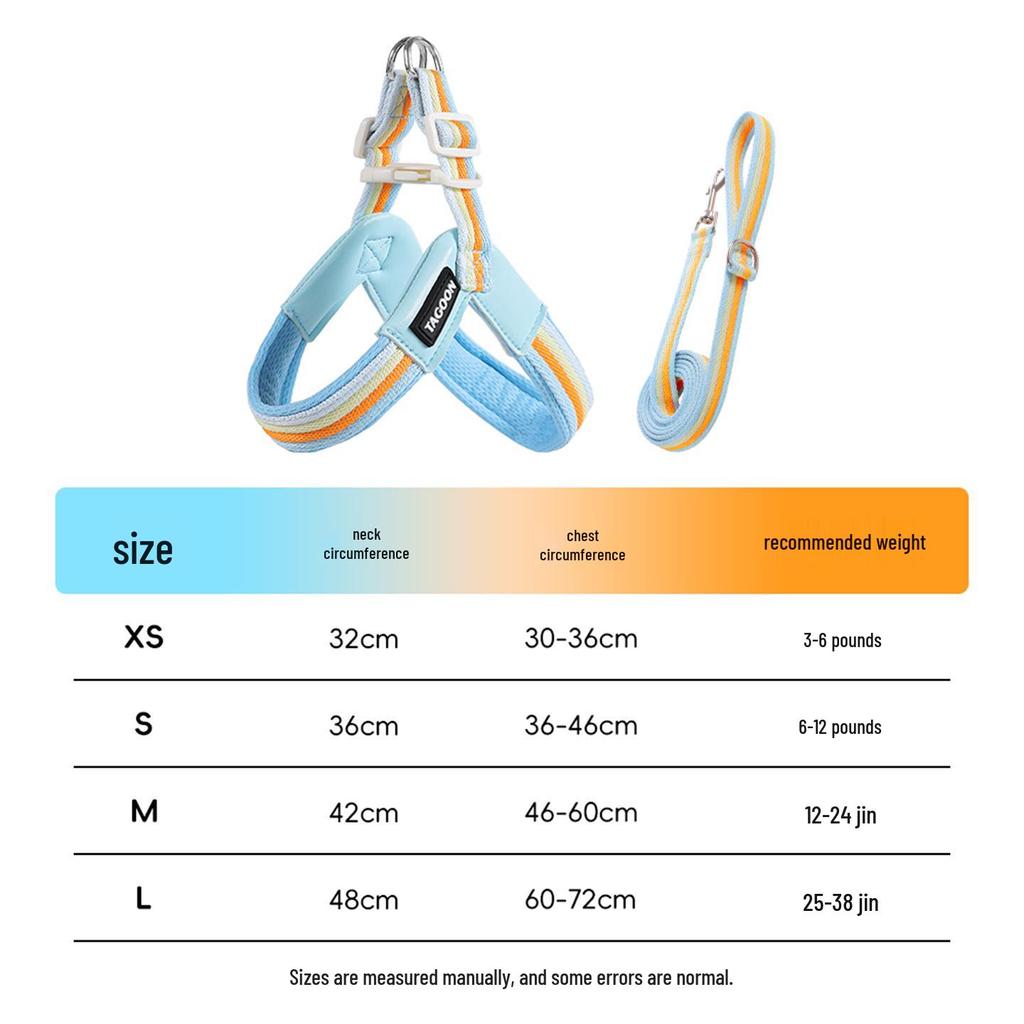 Breathable Color Block Harness & Leash for Small/Medium Dogs - Teddy, Shiba Inu