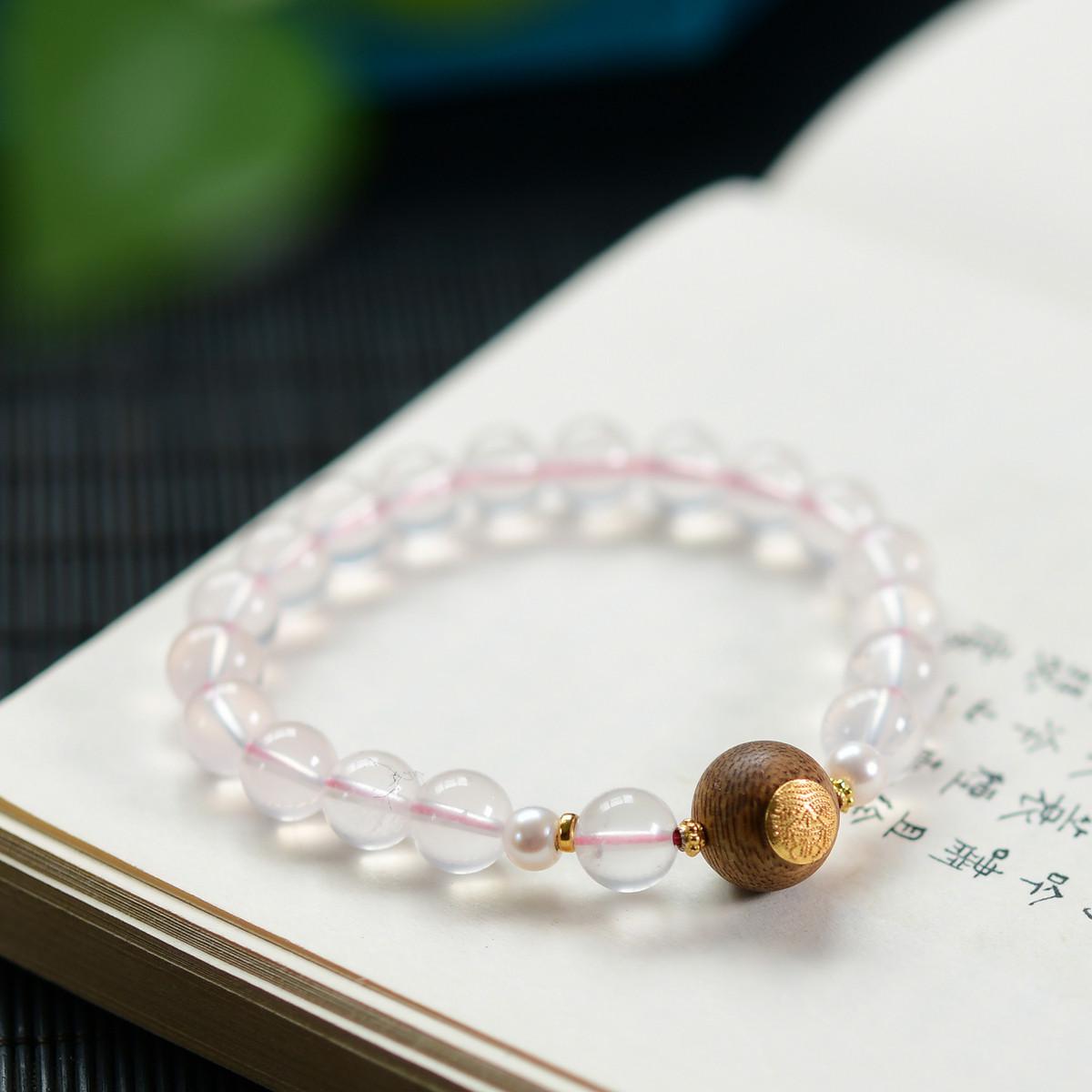 Rose Quartz & Freshwater Pearl Agarwood Bracelet Rose Quartz