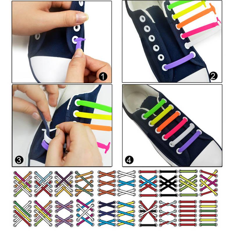 12/16pcs Silicone Semicircle Shoelaces Without Ties Elastic Laces Sneakers Men Women Colorful Casual Shoes Lace Lazy Accessories
