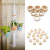 50Pcs Wooden Beads Pendant Connectors Circles Rings Beads Natural Wood Ornament