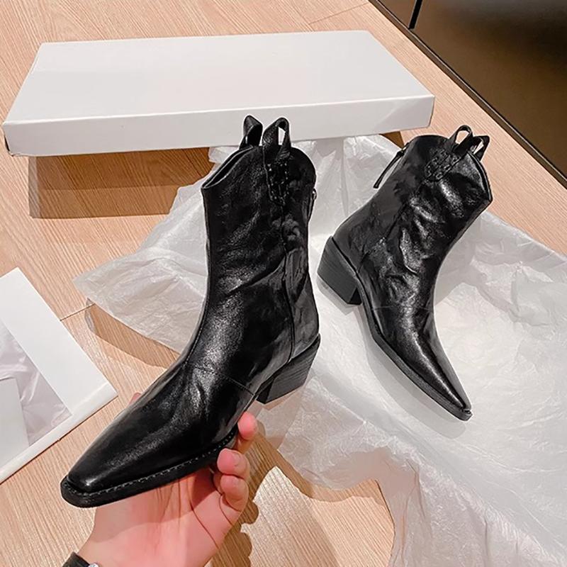 Fashion Autumn Vintage Women Chelsea Boots Fashion Slip On Shoes Ladies Elegant Thick Heel Mordern Short Booties